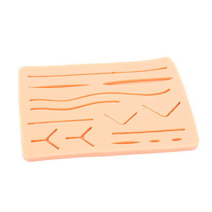 Simulador de pele para treinamento de sutura - Modelo com cortes (17,3 x 11,5 x 0,5cm)