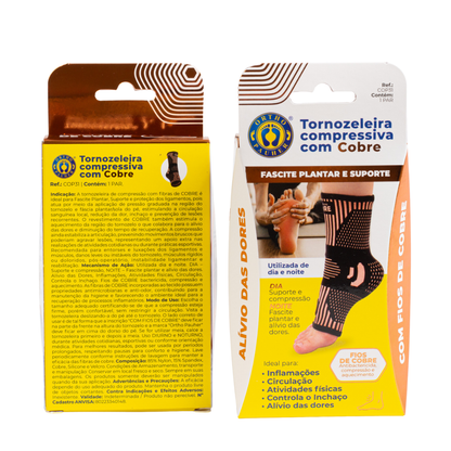 Tornozeleira de compressão com cobre - Fascite plantar e suporte