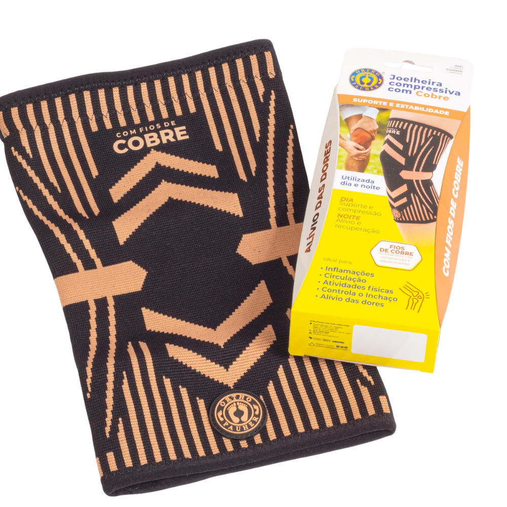 Joelheira de compressão com cobre - Suporte e estabilidade
