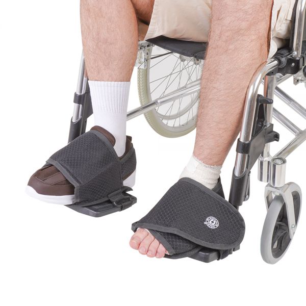Protetor para segurança e fixação de pé em cadeira de rodas