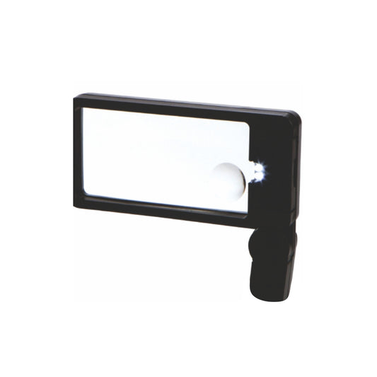 Lupa retangular retrátil com iluminação