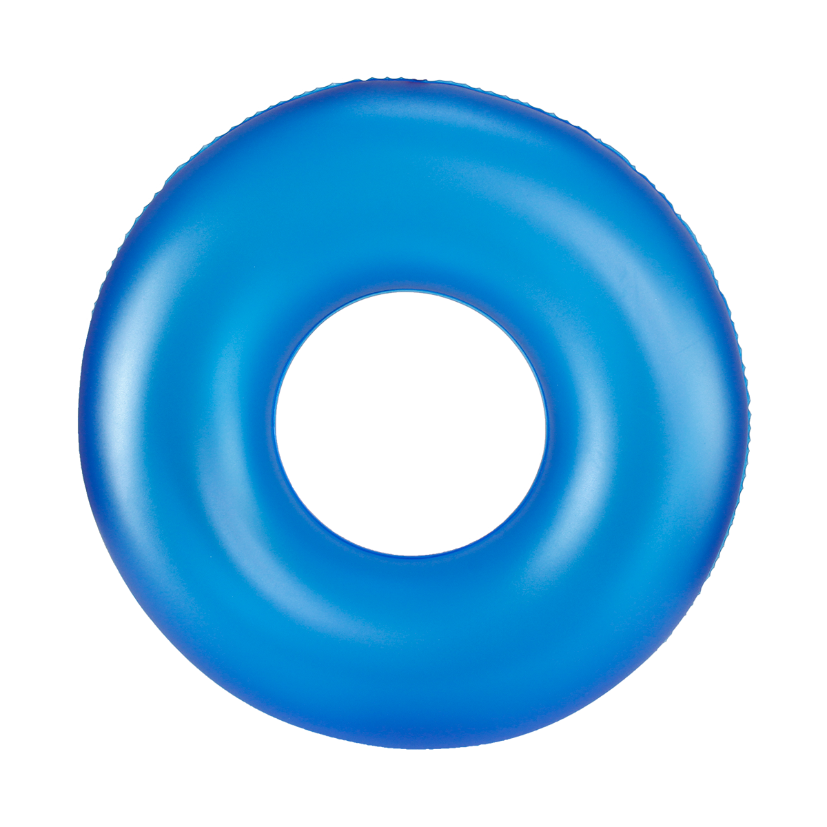 Almofada vista de cima, ela é circular com uma abertura circular na parte central do seu diâmetro.