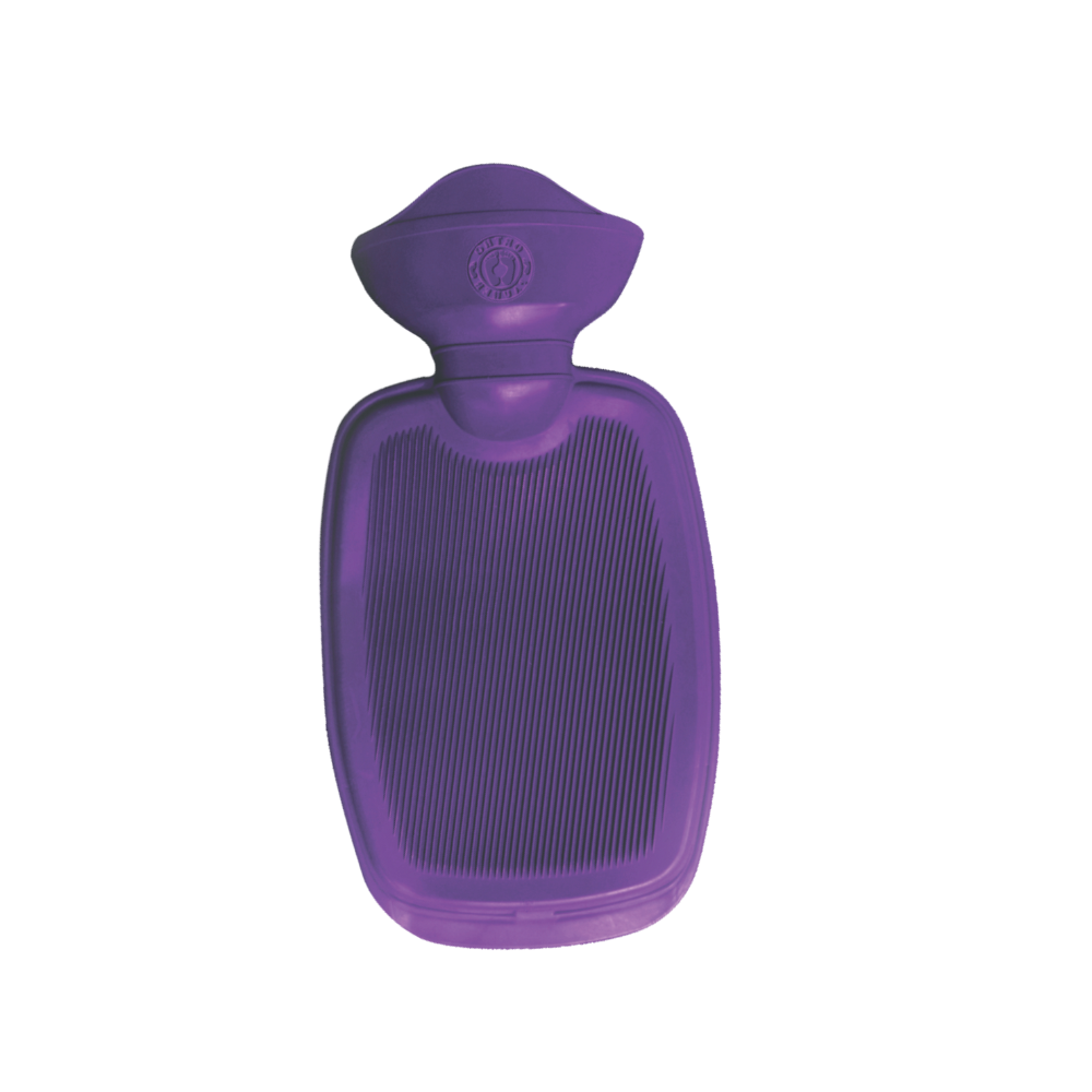 Imagem mostra a bolsa termica na cor roxa, vista de frente. A logo na Orto Pauher aparece na abertura da rosca de vedação.