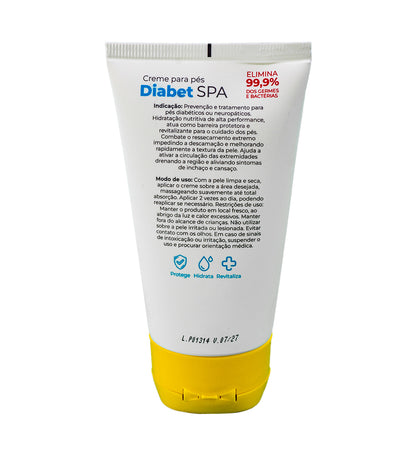 A imagem mostra a parte de trás do creme para pés DiabetSpa 