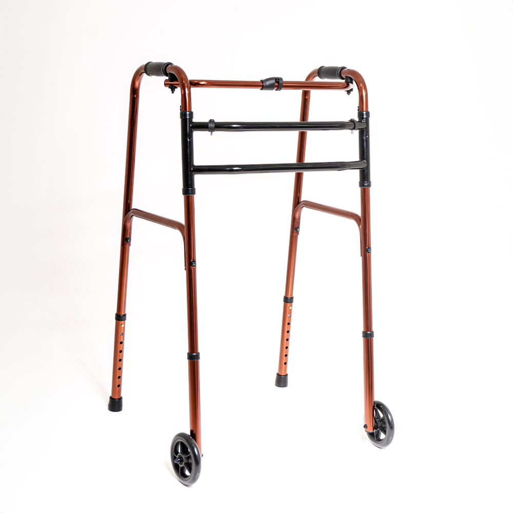 Andador ortopédico de alumínio com rodas dobravel e articulado