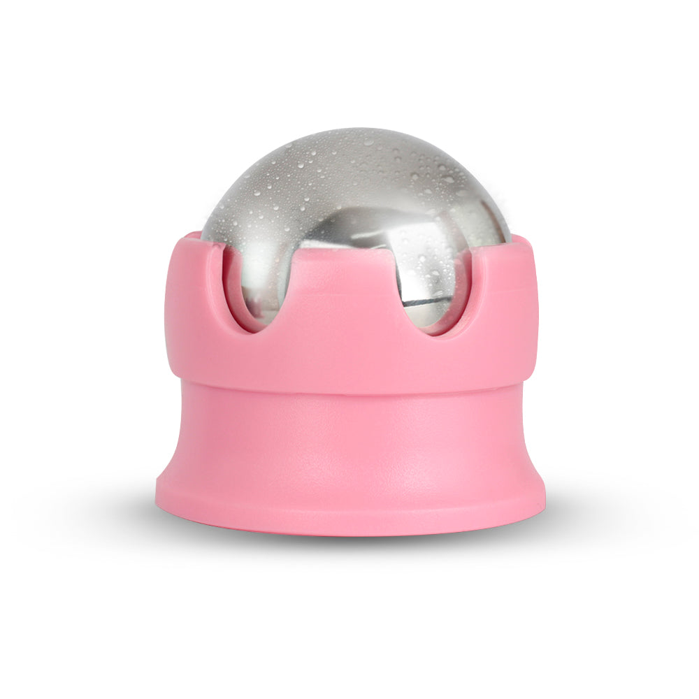 Versão menor da esfera massageadora com a base na cor rosa