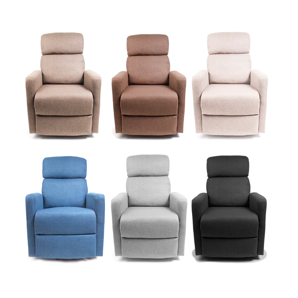 A imagem mostra seis poltranas de cores diferentes. 