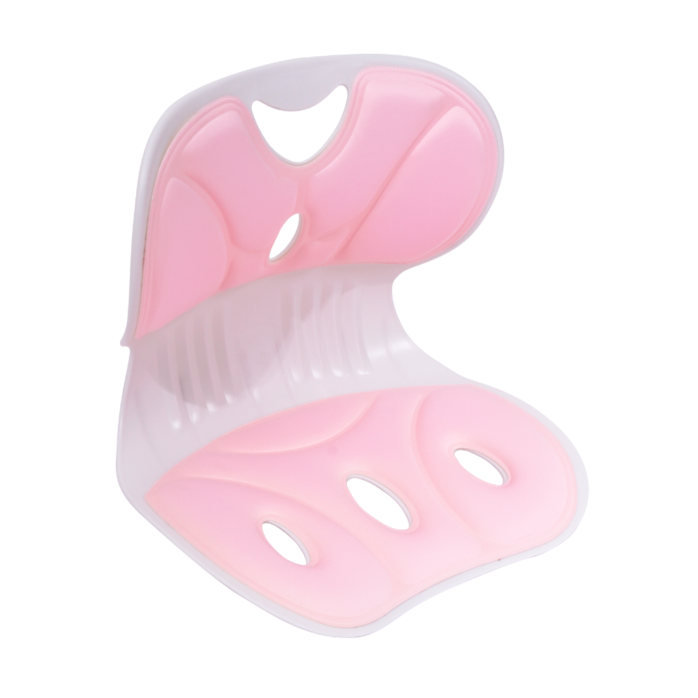 A imagem mostra o Pró-Posture assento ortopédico ergonômico para adultos e crianças de cor rosa.