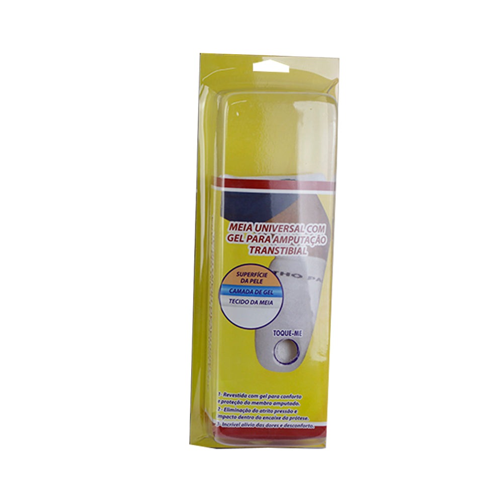 Meia universal com gel para amputação transtibial