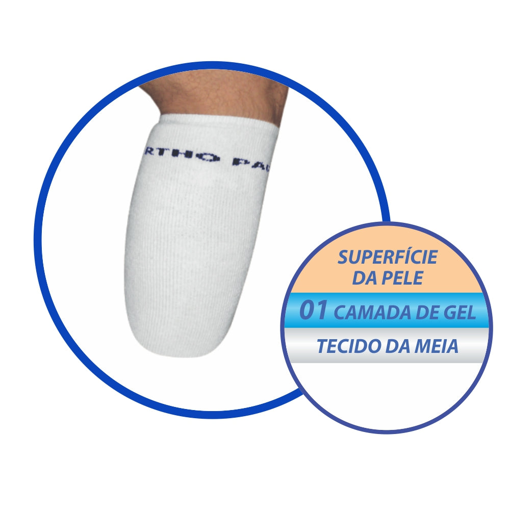 Meia universal com gel para amputação transtibial