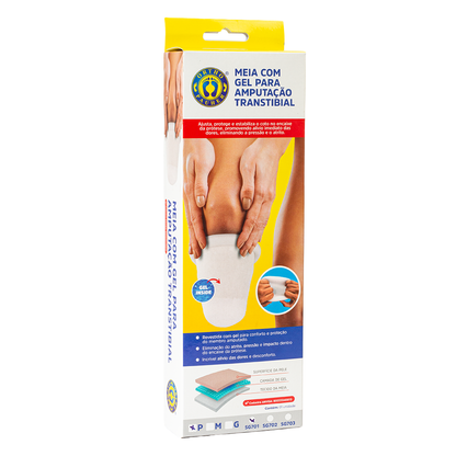 Meia universal com gel para amputação transtibial