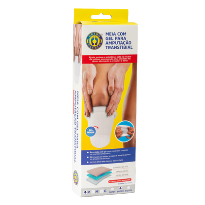 Meia plus revesitdo com duplo gel para amputação transtibial