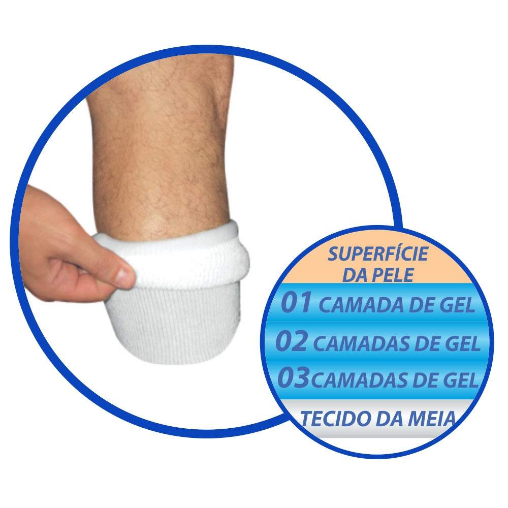 Meia universal com gel para amputação transtibial