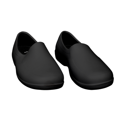 A imagem mostra par de sapato ortopédico work, na cor preta