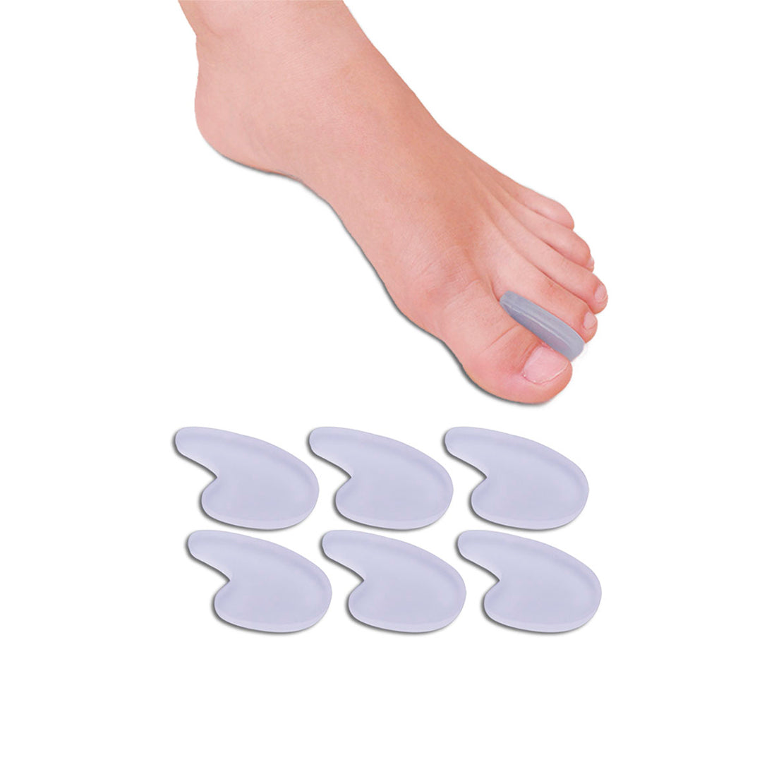 Pé utilizando separador de dedos skingel entre a primeira e a segunda falange