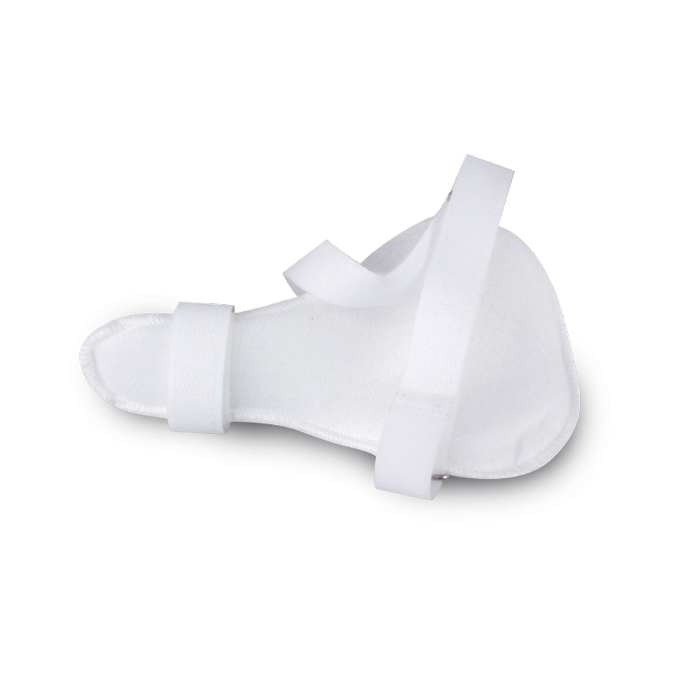 Tala de PVC para proteger o polegar, na visão de cima