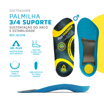 Palmilha 3/4 Ortopédica suporte SOFTPAUHER